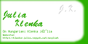 julia klenka business card